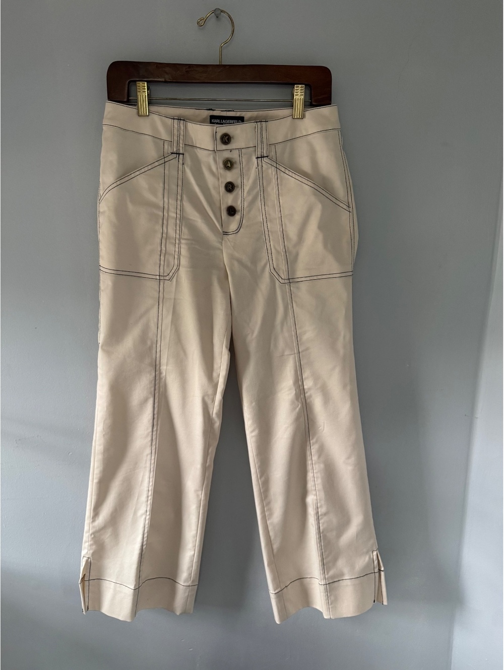 Karl Lagerfeld Paris Women's Cream Cropped Pants Size 2
